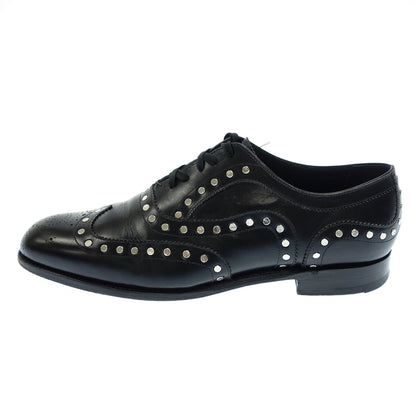 Good Condition ◆ Barker Black Leather Shoes Wingtip Studs Men's 7.0 Black Barker Black [AFC47] 