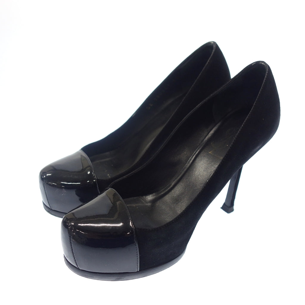 Used ◆ Yves Saint Laurent Patent Suede Leather Heel Pumps Women's 35 Black Yves Saint Laurent [AFC1] 