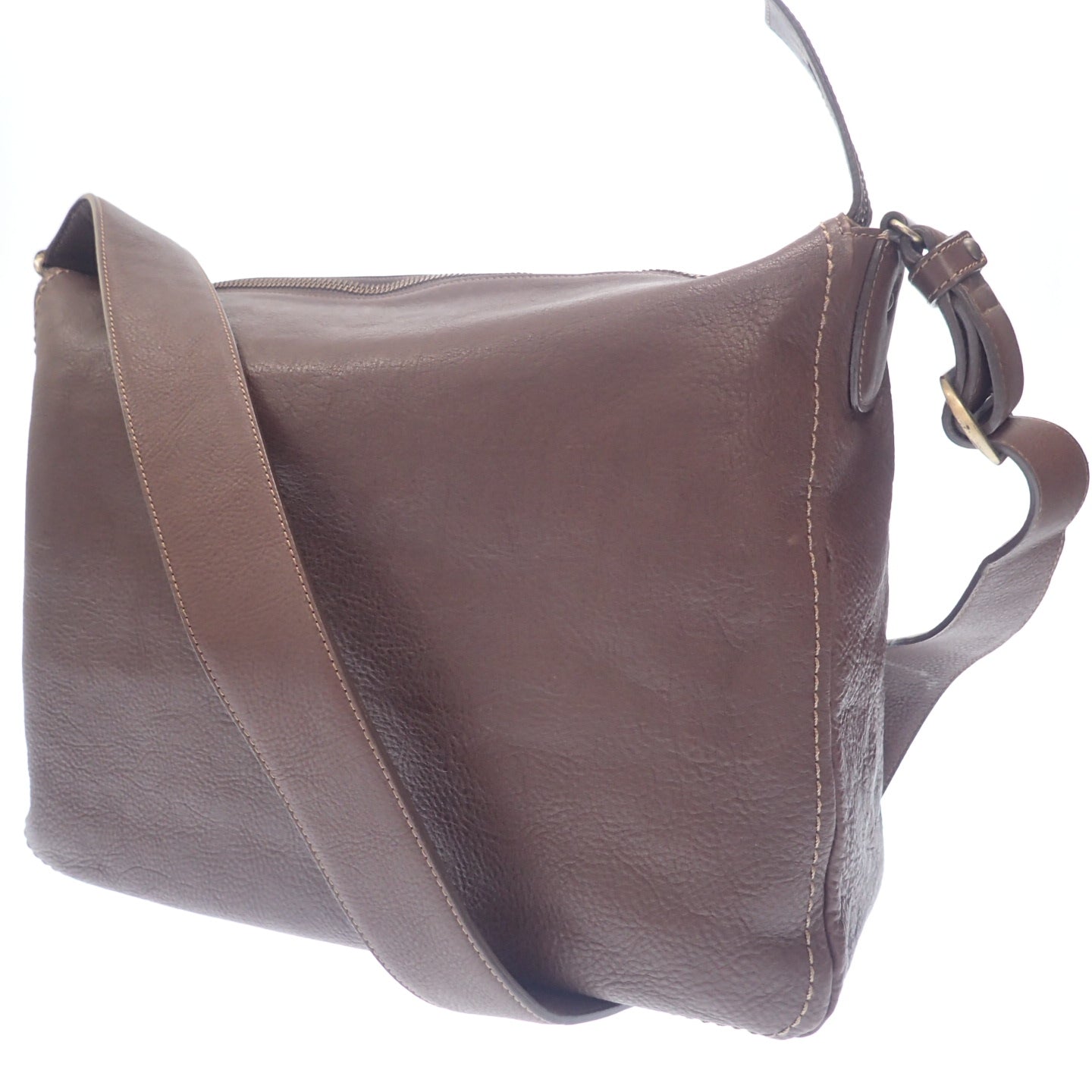 Tsuchiya bag one shoulder bag grained leather brown [AFE8] [Used] 