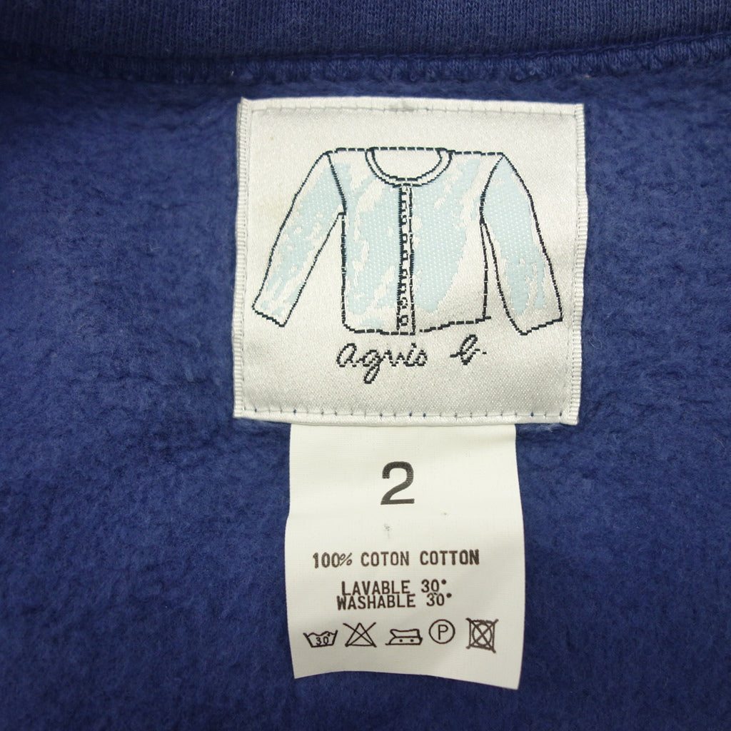 Good condition ◆ Agnes b. Cardigan Pression Brushed lining Blue Size 2 Women's agnes b. [AFB17] 