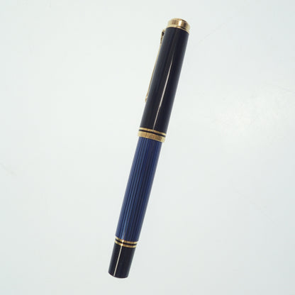 状况良好 ◆ 百利金钢笔 M800 Souveran 笔尖 18C-750 F 条纹蓝色和黑色 PELIKAN SOUVERAN [AFI11] 