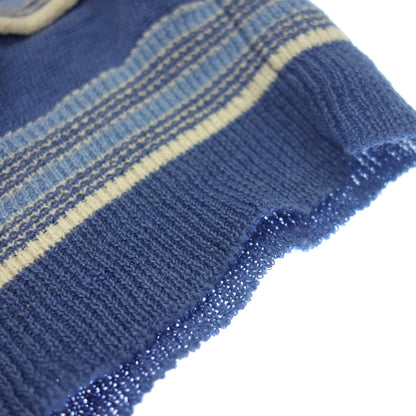 Used ◆LOEWE Knit Sweater Striped Linen Blend Men's M Blue LOEWE [AFB8] 