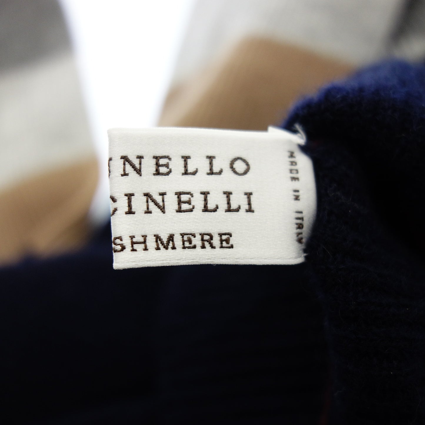 Brunello Cucinelli Knit Sweater Turtleneck Border Cashmere 100 Men's Navy BRUNELLO CUCINELLI [AFB25] [Used] 