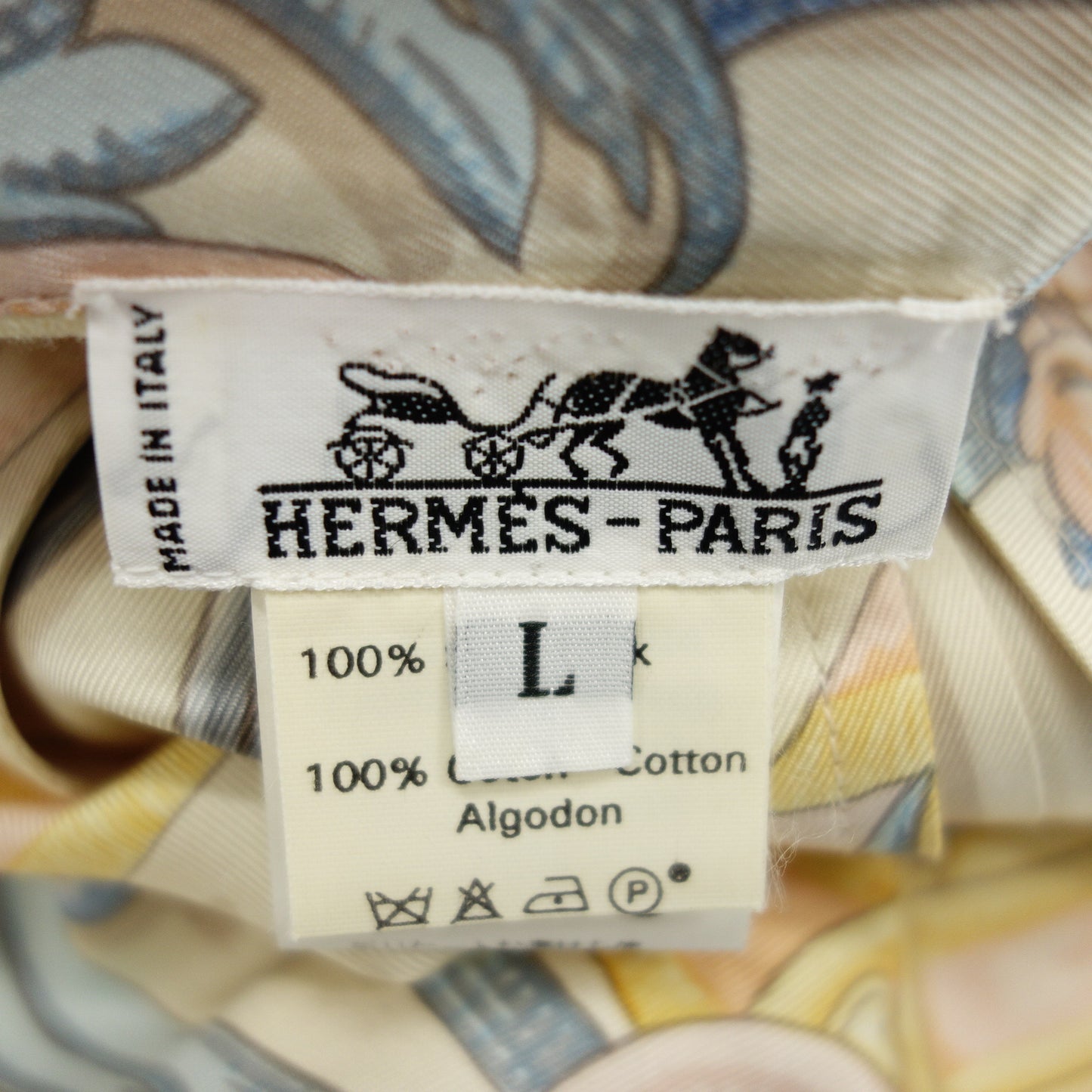 Hermes silk shirt scarf pattern knit switching ladies multicolor L HERMES [AFB16] [Used] 