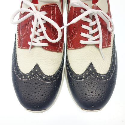 Good Condition ◆ HIROSHI TSUBOUCHI Leather Sneakers Wingtip Men's Size 7.5 Navy Red HIROSHI TSUBOUCHI [AFD12] 