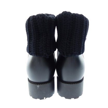 Good Condition◆Moncler Ginette Rain Boots Short Ankle Boots Logo Patch Women's Black Size 39 MONCLER GINETTE [AFC5] 