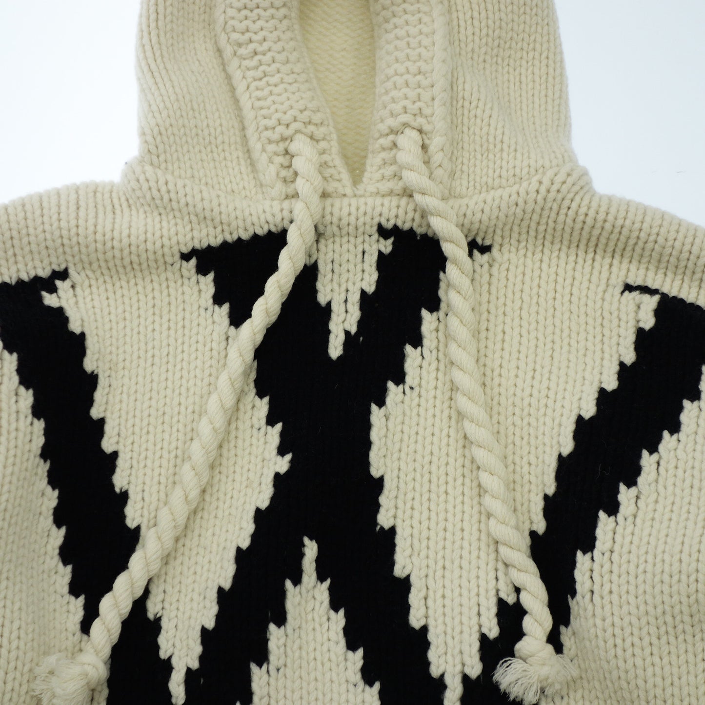 ジェイダブリューアンダーソン ニットパーカー JW intarsia-knit hoodie メンズ ホワイト M JW ANDERSON【AFB1】【中古】