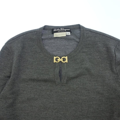 Salvatore Ferragamo Knit Sweater Gancini Gold Hardware Women's M Gray Salvatore Ferragamo [AFB16] [Used] 