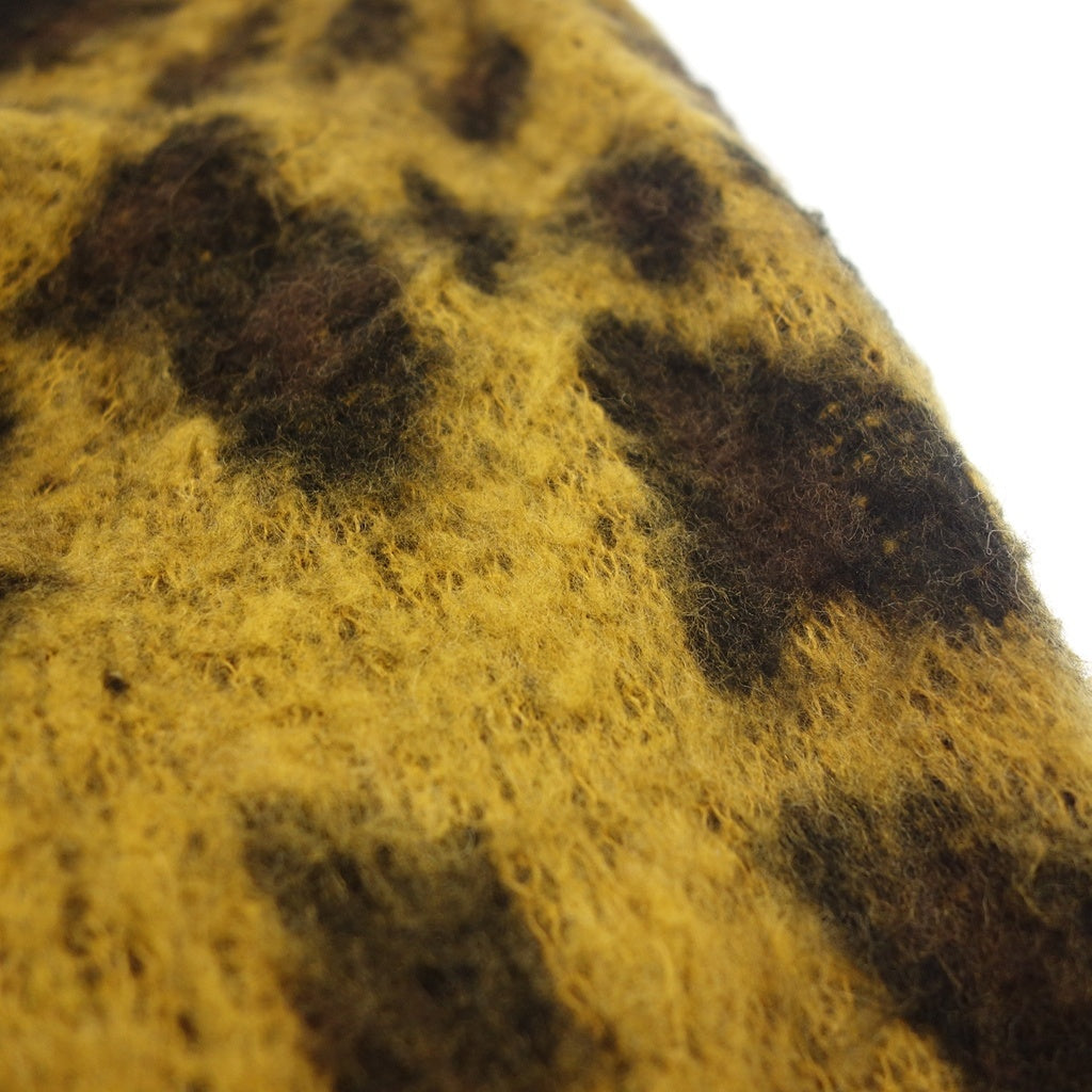 Good condition ◆ Glam knit cardigan mohair leopard pattern men's size 3 yellow glamb [AFB20] 