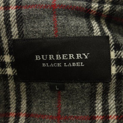 状况良好 ◆ 博柏利黑标粗呢大衣 Nova 格纹羊羔毛男式灰色 L 码 BURBERRY BLACK LABEL [AFA20] 