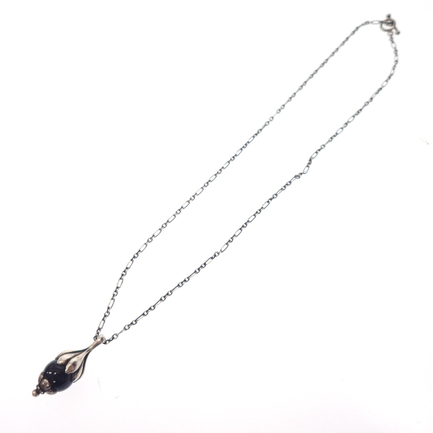 Georg Jensen Necklace Pendant Onyx 1991 SV925 Silver GEORG JENSEN [AFI13] [Used] 