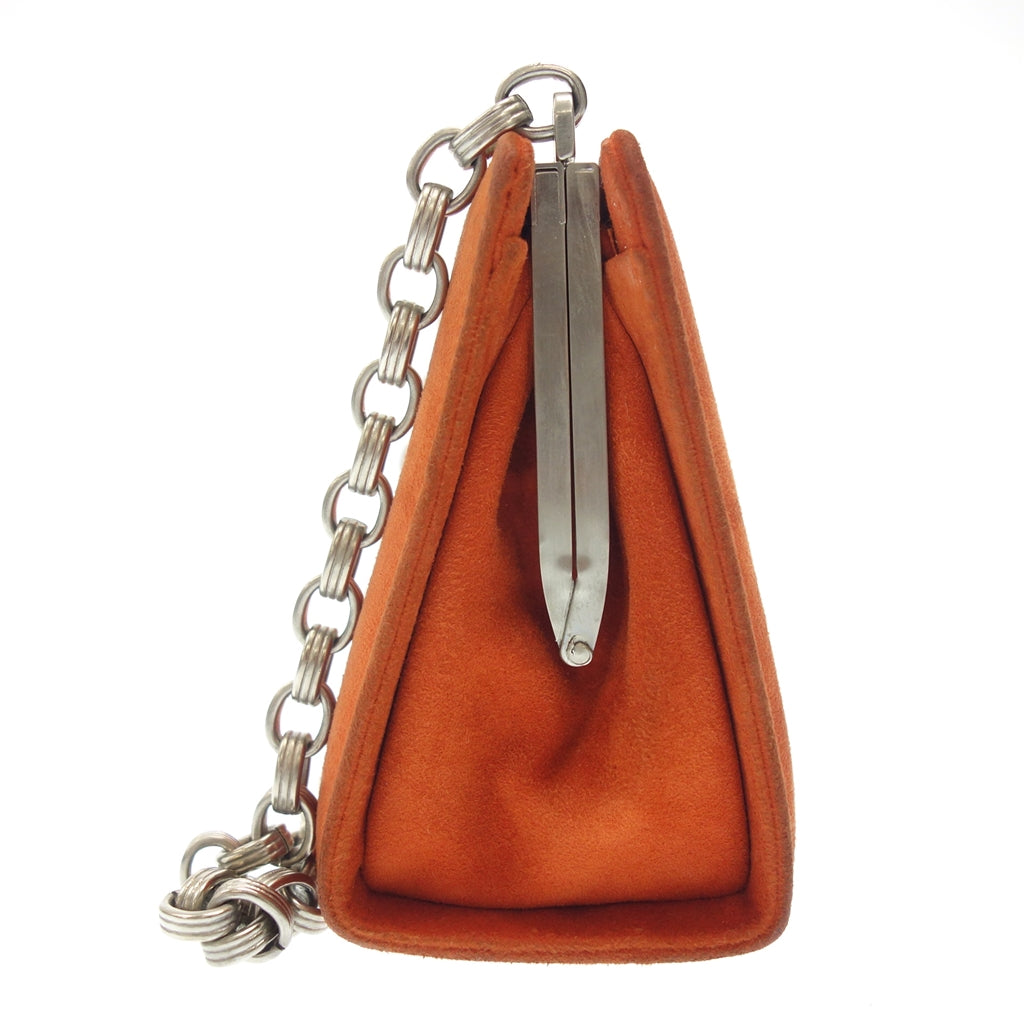 Used ◆ Bottega Veneta Chain Handbag Suede Clasp Orange with Mirror Bottega Veneta [AFE6] 