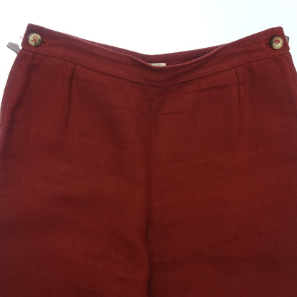 Hermes linen pants side zip leather pull Margiela period 3 ladies 38 red HERMES [AFB21] [Used] 