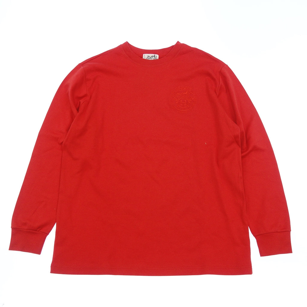 Good Condition◆Hermes Long T-shirt Chest Logo Women's M Red HERMES [AFB11] 