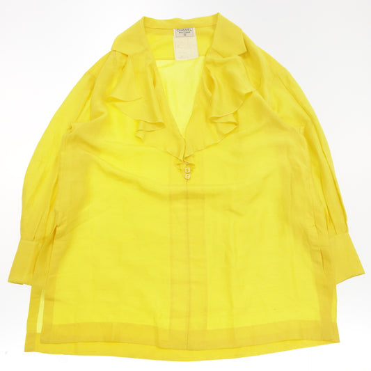 Good Condition◆CHANEL Tunic Shirt 91SS Runway Ruffle Collar Yellow Size 40 Women's CHANEL [AFB6] 