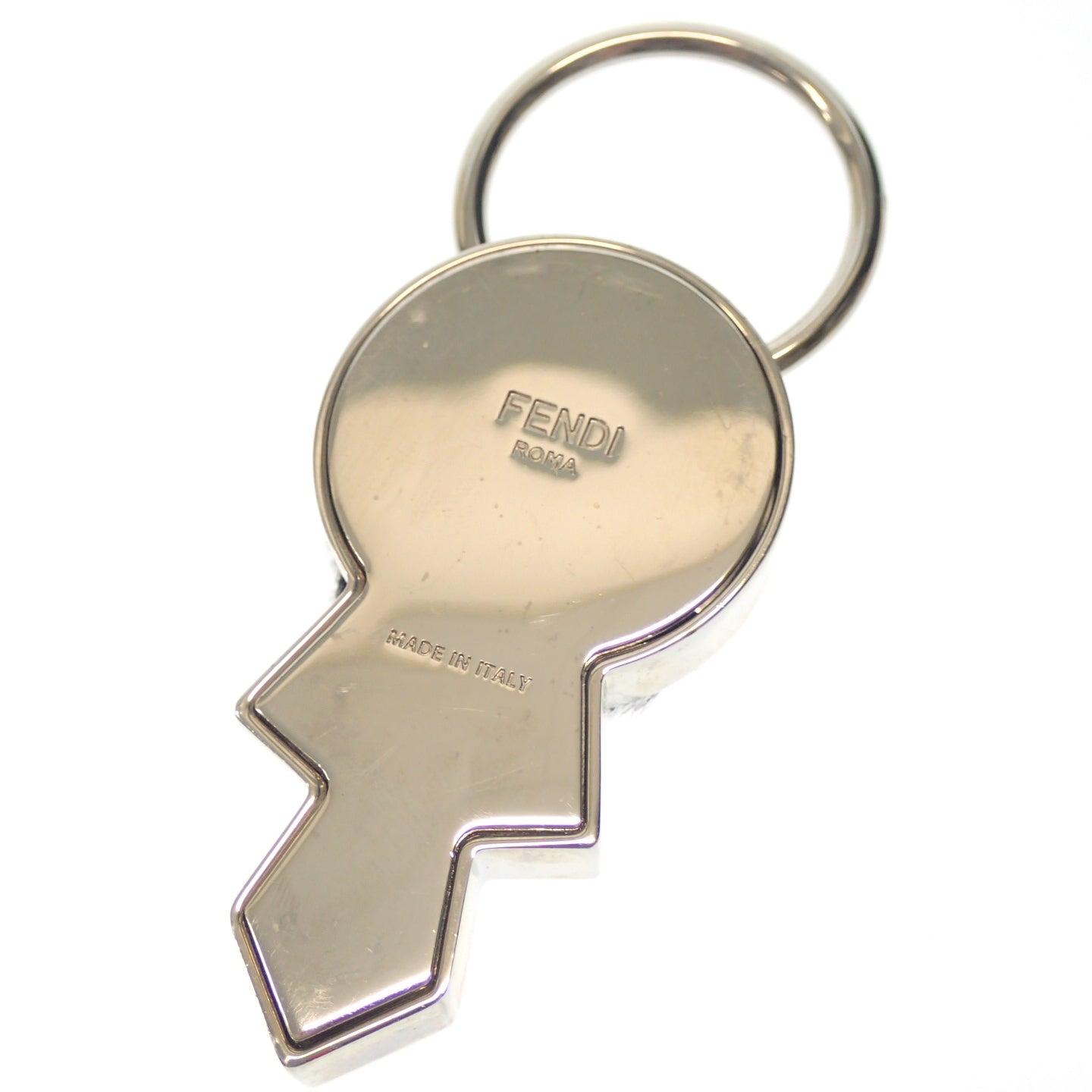 Good Condition ◆Fendi Keychain Charm Rhinestone Silver FENDI [AFI8] 