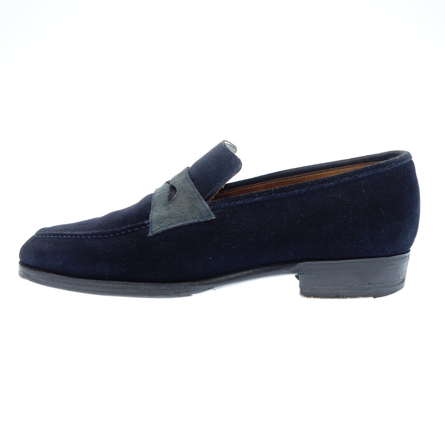 Corno blu bespoke loafer suede combination men's navy blue Corno blu [AFC41] [Used] 