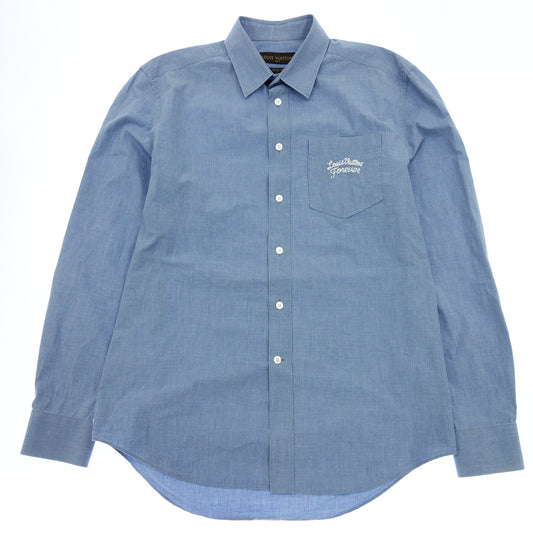 Louis Vuitton long sleeve shirt chest embroidery 17AW RM172M Men's Blue M LOUIS VUITTON [AFB33] [Used] 