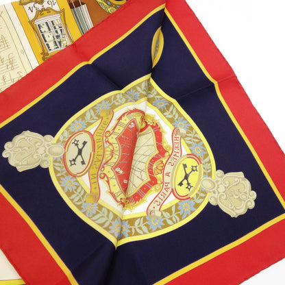 Hermes Scarf Carre 90 Silk IN SALZBURG In Salzburg Red x Navy HERMES [AFI20] [Used] 