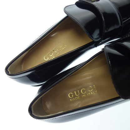 Good condition ◆ Gucci leather loafers patent leather silver metal fittings ladies 35h black GUCCI [AFD4] 