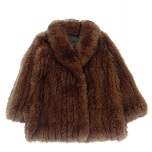 Good condition◆No brand fox fur half coat size 6 brown ladies [AFF21] 