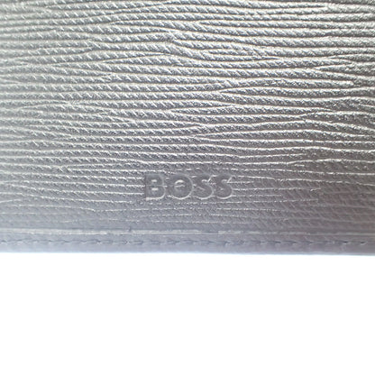 Like new ◆ BOSS Italian embossed leather wallet logo plate BOSS [AFI1] 