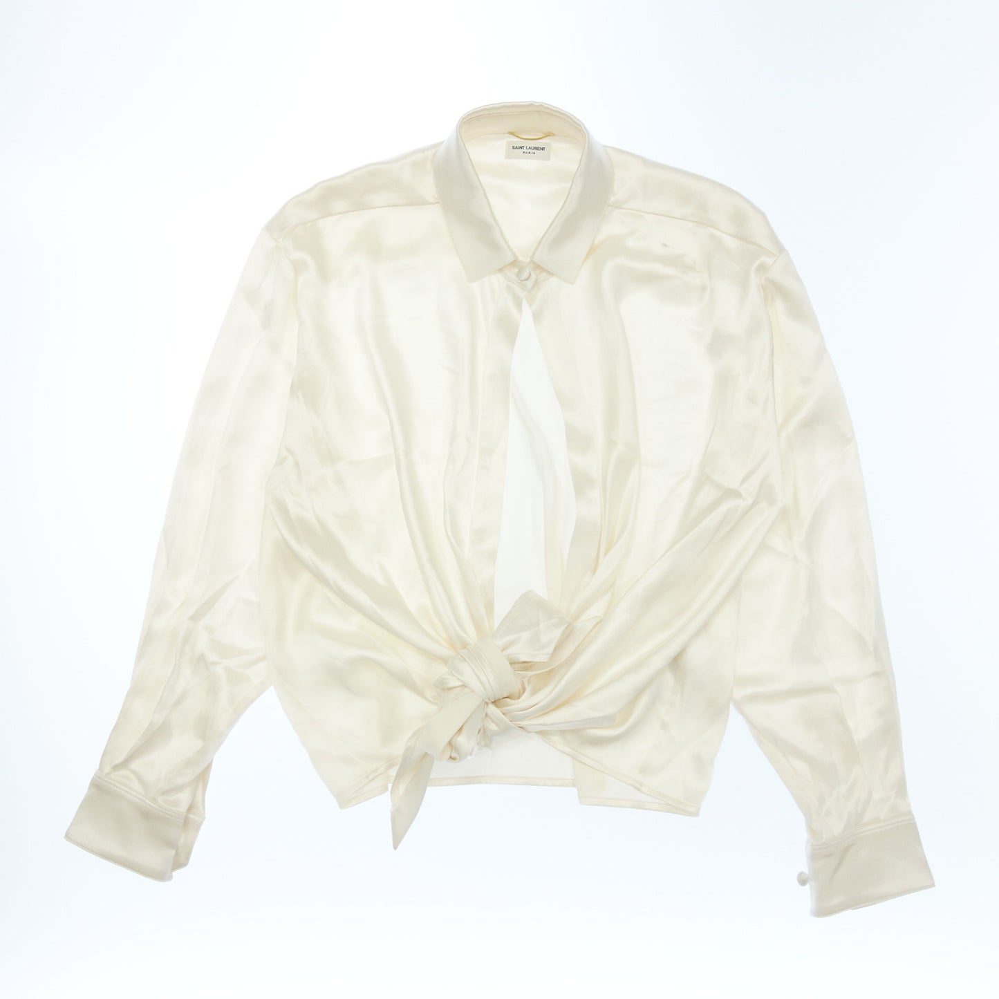 Used ◆Saint Laurent long sleeve blouse silk 609404 ladies beige size 36 SAINT LAURENT [AFB17] 