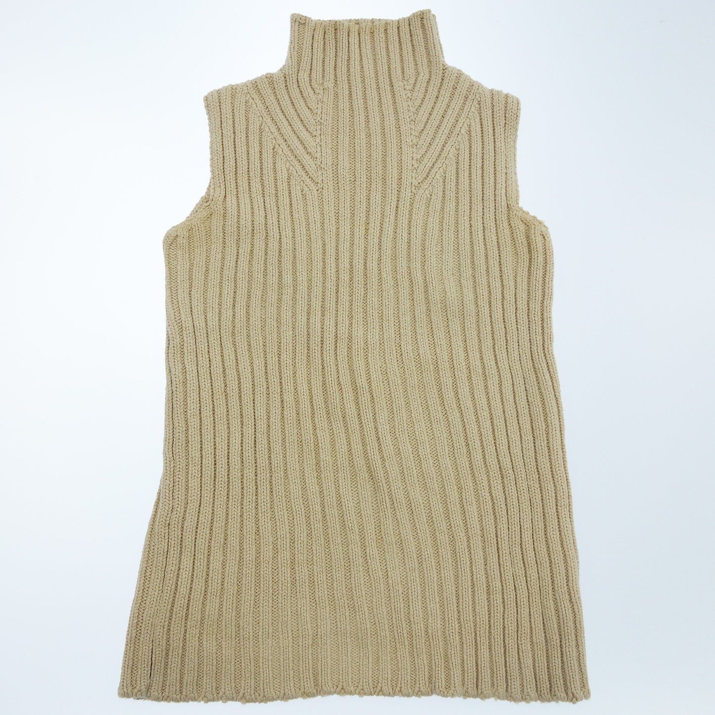 Hermes Sweater Turtleneck Sleeveless Beige Women's HERMES [AFB28] [Used] 