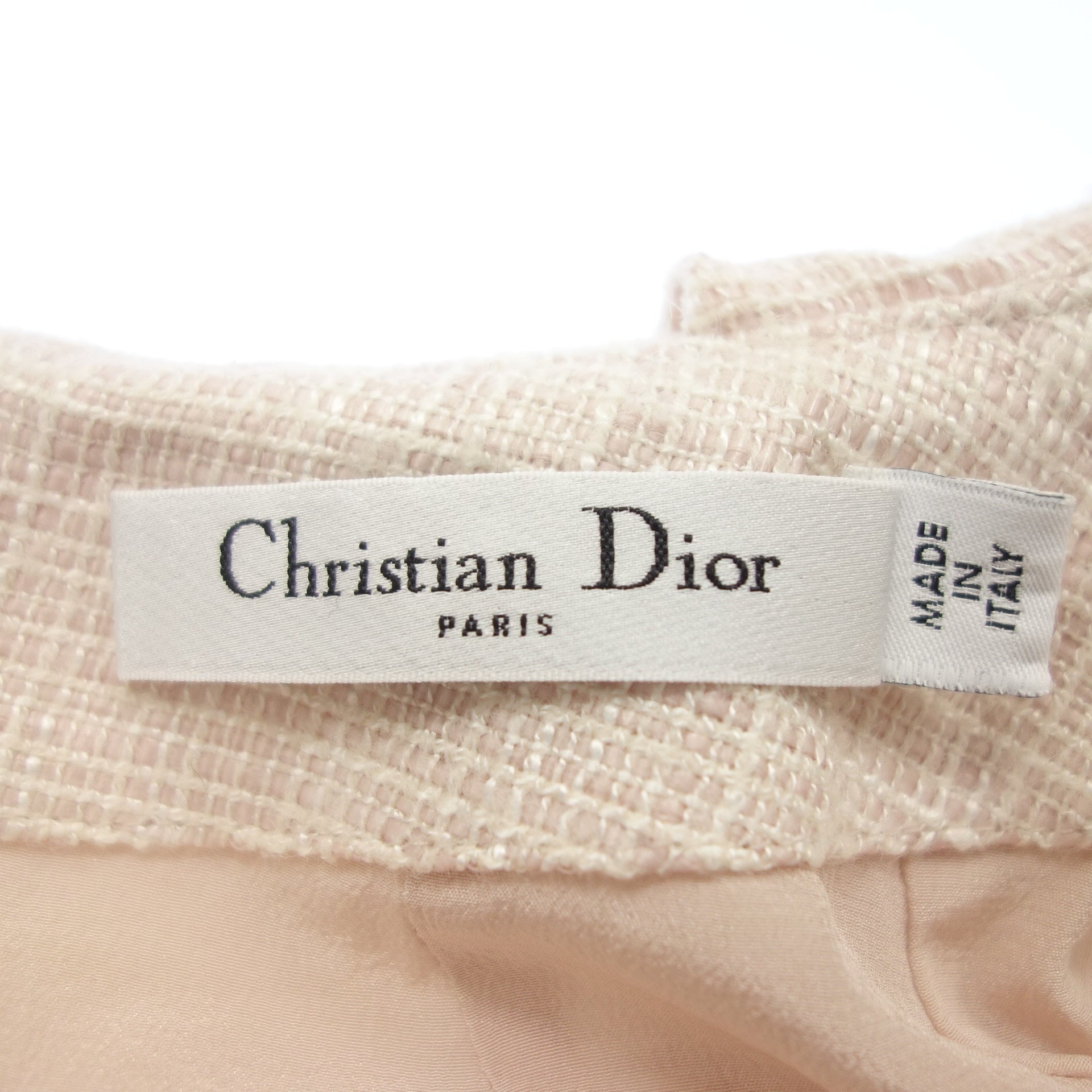 美品 Christian Dior ノースリーブひざ丈ワンピース ベージュピンク 美品 Christian Dior ノースリーブひざ丈ワンピース ベージュピンク