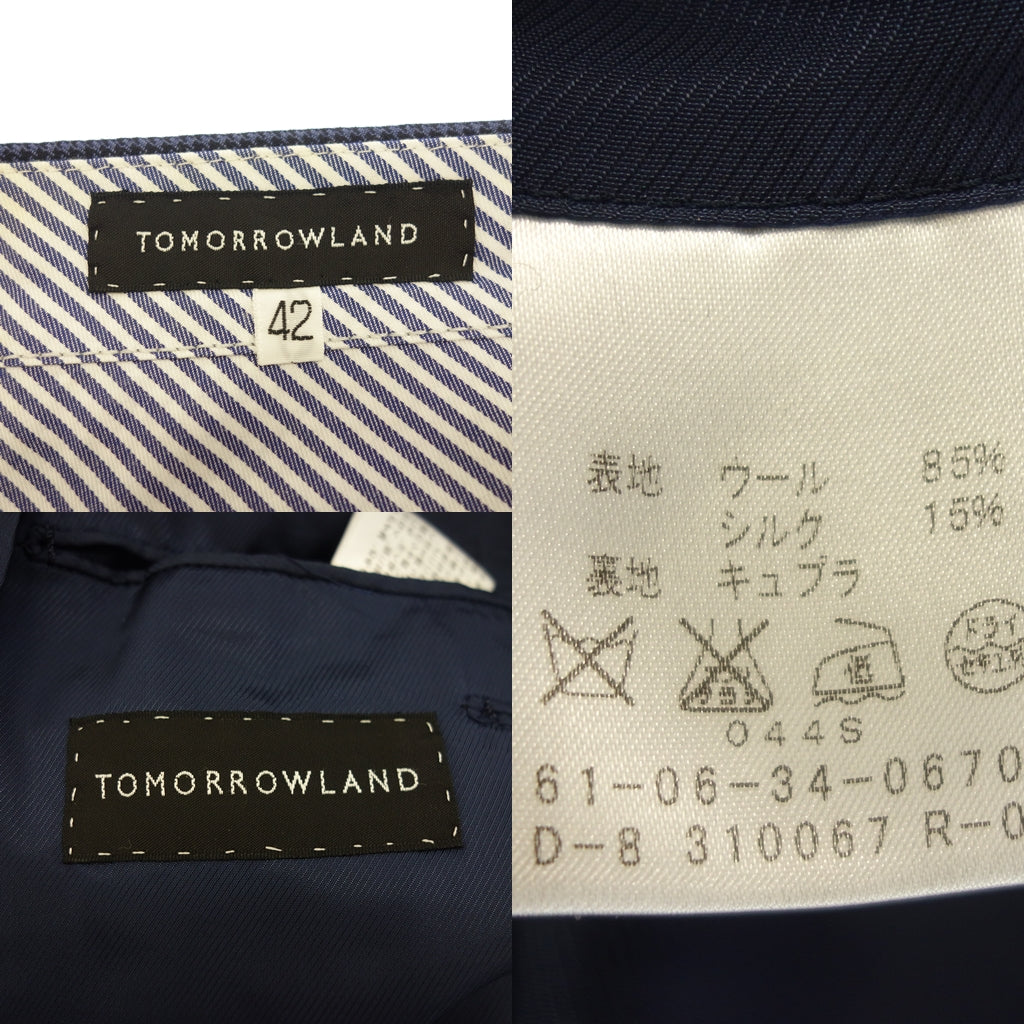 美品◆トゥモローランド スーツ セットアップ トラバルドトーニャ生地 ウール×シルク メンズ ネイビー サイズ42 TOMORROWLAND TRABALDO TOGNA【AFB51】