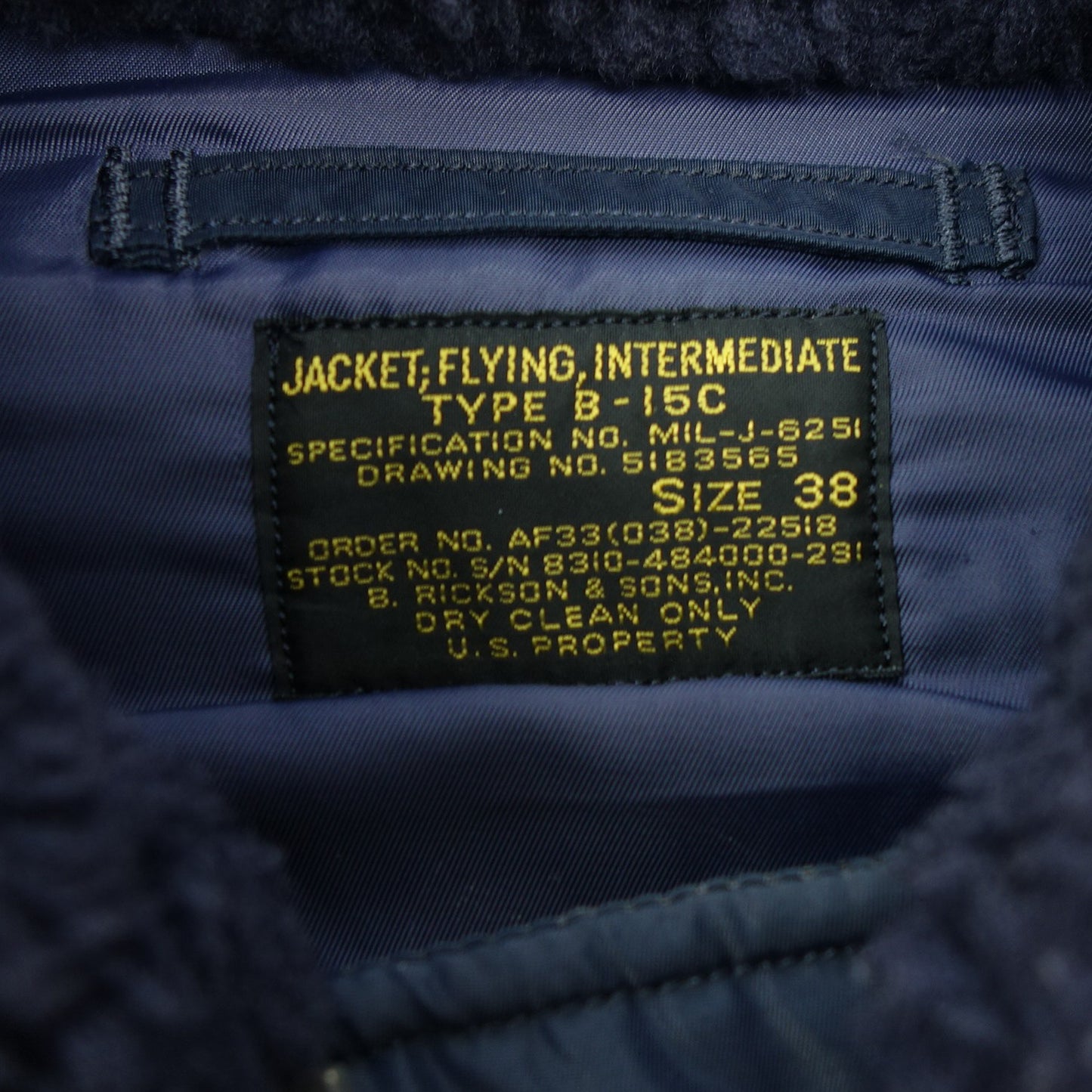 Used ◆Buzz Rickson's Outerwear B-15C Flight Jacket Patch Design Men's Navy 38 Buzz Rickson's [AFA20] 