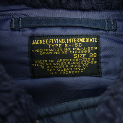 Used ◆Buzz Rickson's Outerwear B-15C Flight Jacket Patch Design Men's Navy 38 Buzz Rickson's [AFA20] 