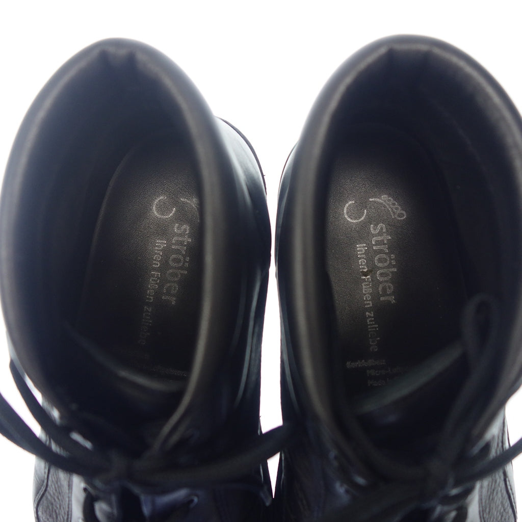 Good condition ◆ Strober short boots leather ladies black size 4.5 strober [AFC36] 