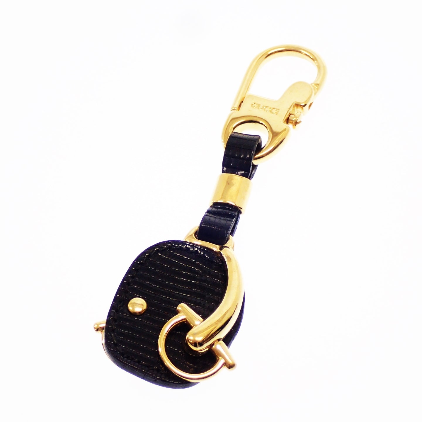二手 ◆ 古驰蜥蜴浮雕金色硬件钥匙吊饰钥匙链 GUCCI [AFI4] 