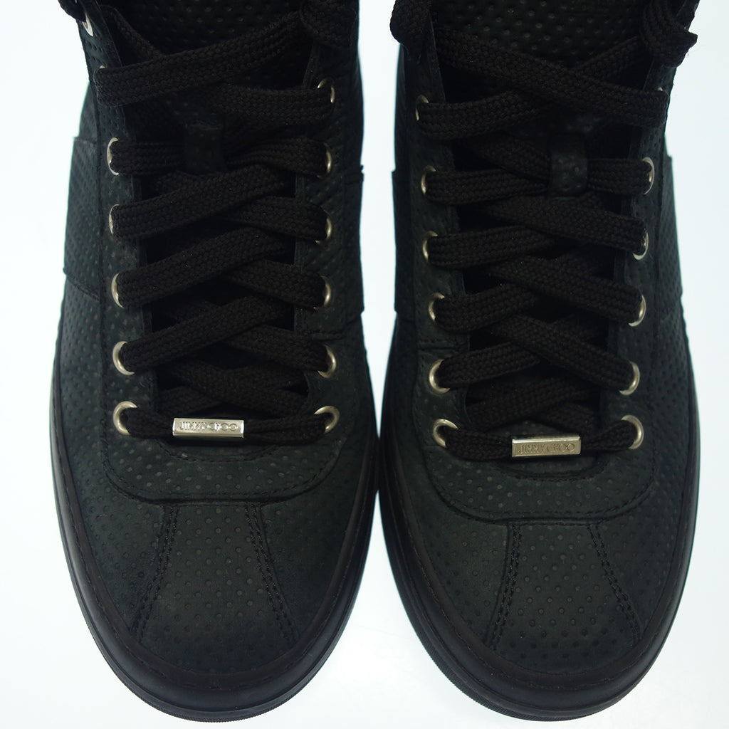 Good Condition◆JIMMY CHOO Sneakers High Cut Star Studs Punching Made in Italy Men's 39 Black JIMMY CHOO [AFC47] 