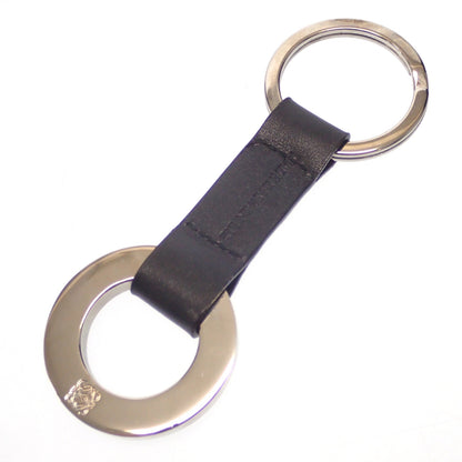 Used ◆LOEWE Key Ring Anagram Leather Silver x Black LOEWE [AFI17] 