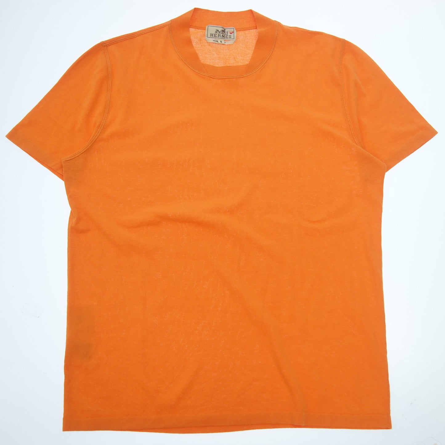 エルメス ニットTシャツ コットン Hロゴ S メンズ  オレンジ HERMES【AFB6】【中古】