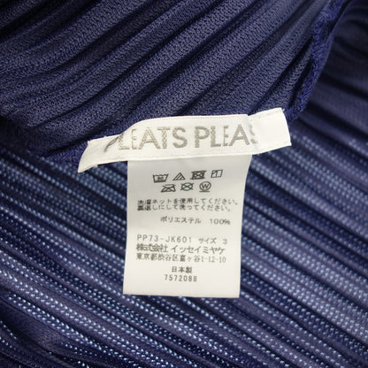 極美品◆プリーツプリーズ ハイネックトップス カットソー レディース ネイビー系 サイズ3 PP73-JK601 PLEATS PLEASE【AFB25】