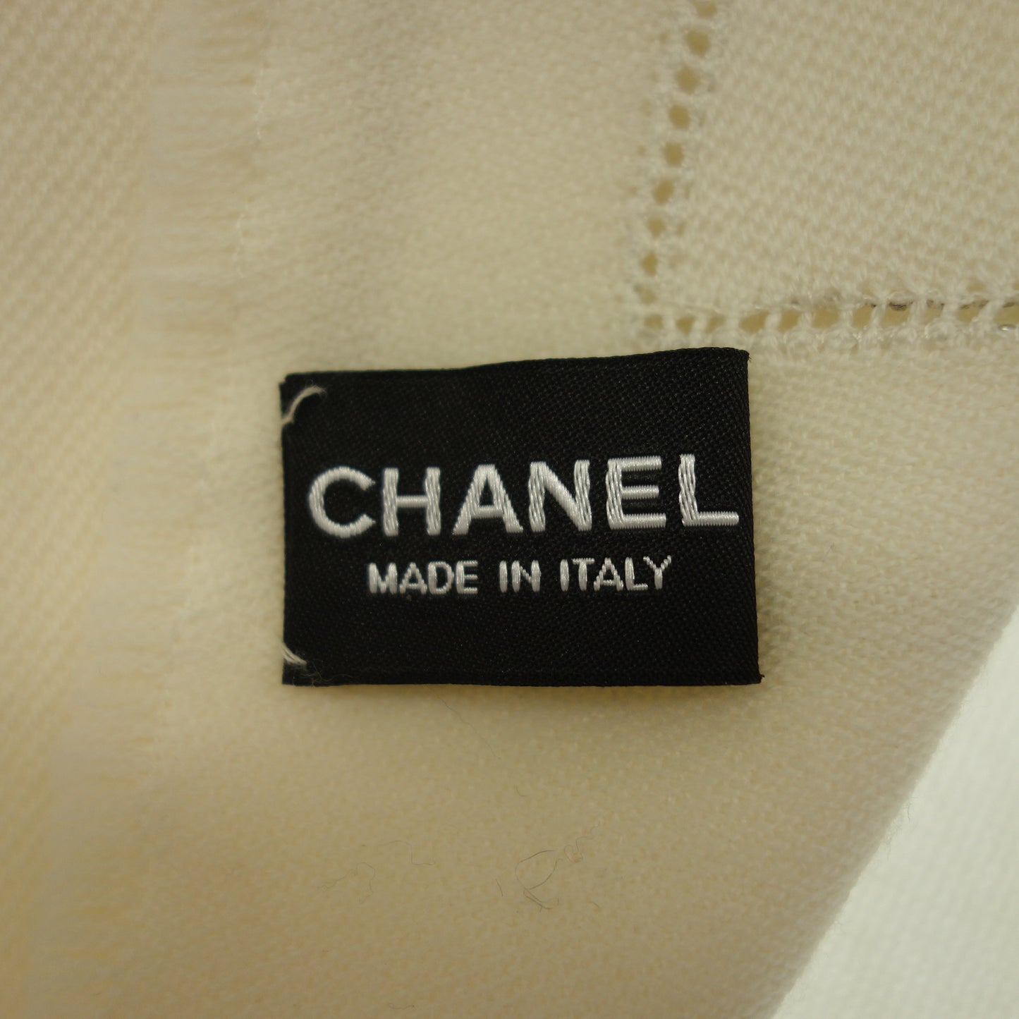 中古◆シャネル 大判ストール CC ウール100% ホワイト系 CHANEL【AFI23】