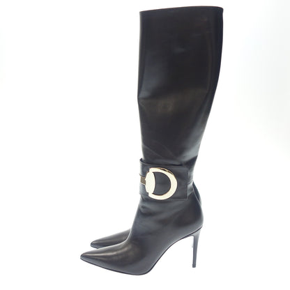 Good condition ◆ Gucci long boots pointed toe bit 388363 ladies black 36.5 GUCCI [AFD12] 