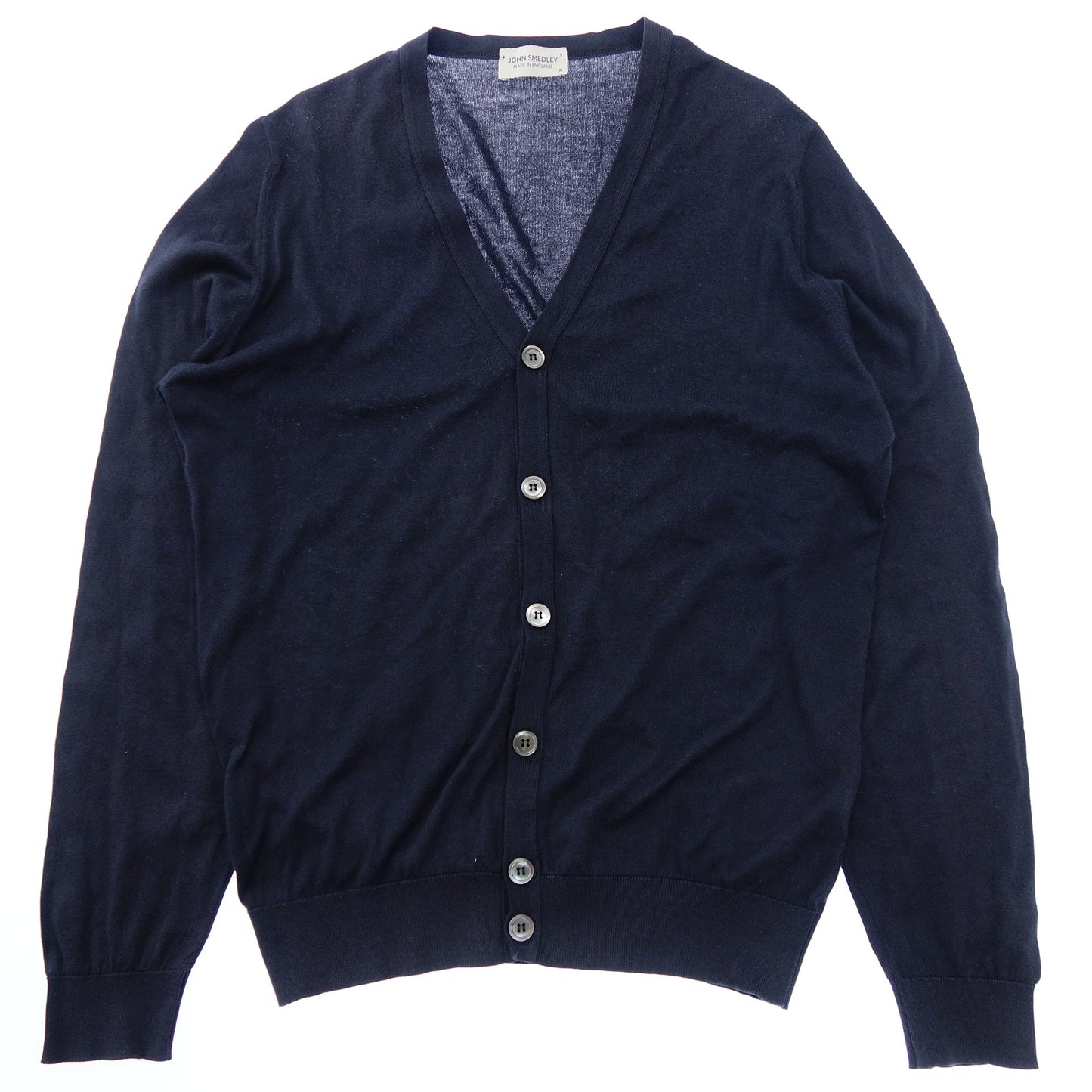 JOHN SMEDLEY Cardigan Sea Island Cotton Long Sleeve M Men's Navy JOHN SMEDLEY [AFB26] [Used] 