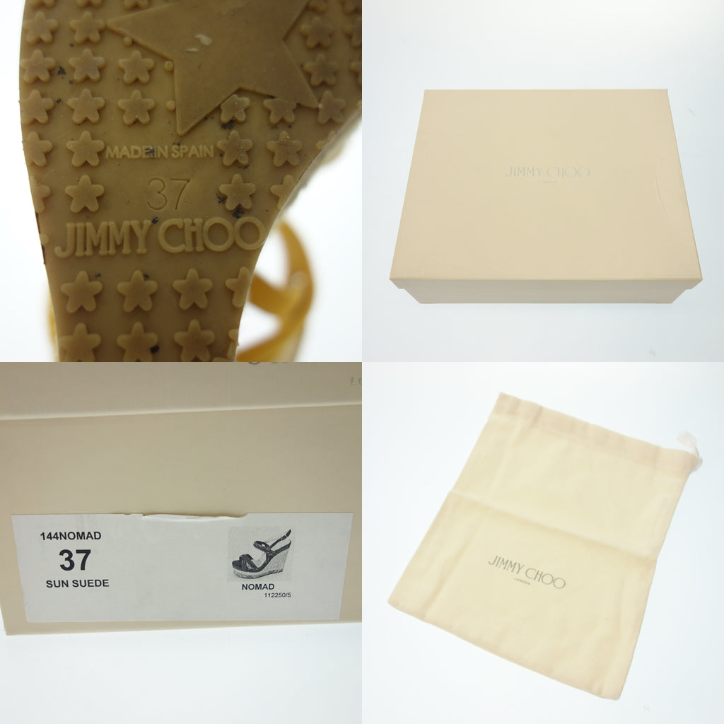 中古◆ジミーチュウ サンダル パンプス スエード エスパドリーユ ウェッジソール レディース サイズ37 イエロー JIMMY CHOO【AFD7】