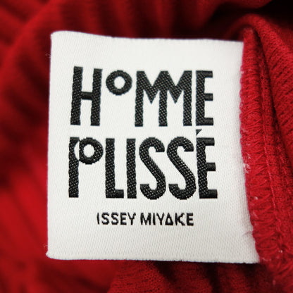 状况良好◆Issey Miyake HOMME PLISSE 短袖 T 恤剪裁和缝制褶皱 HP71JK117 男式 3 码红色 ISSEY MIYAKE HOMME PLISSE [AFB30] 