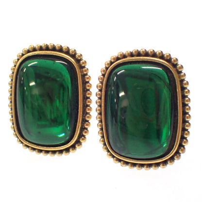 Good condition ◆ Yves Saint Laurent earrings colored stone green x gold Yves Saint Laurent [AFI17] 