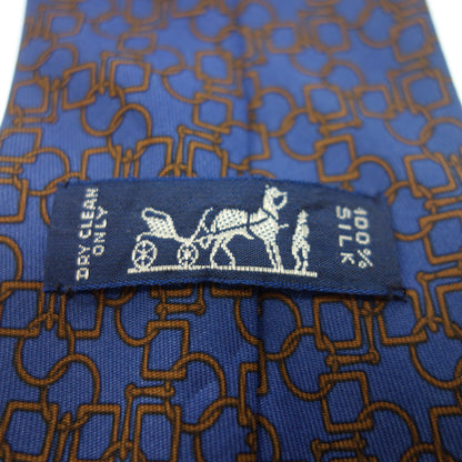 Hermes tie all over pattern 100% silk blue HERMES [AFI7] 