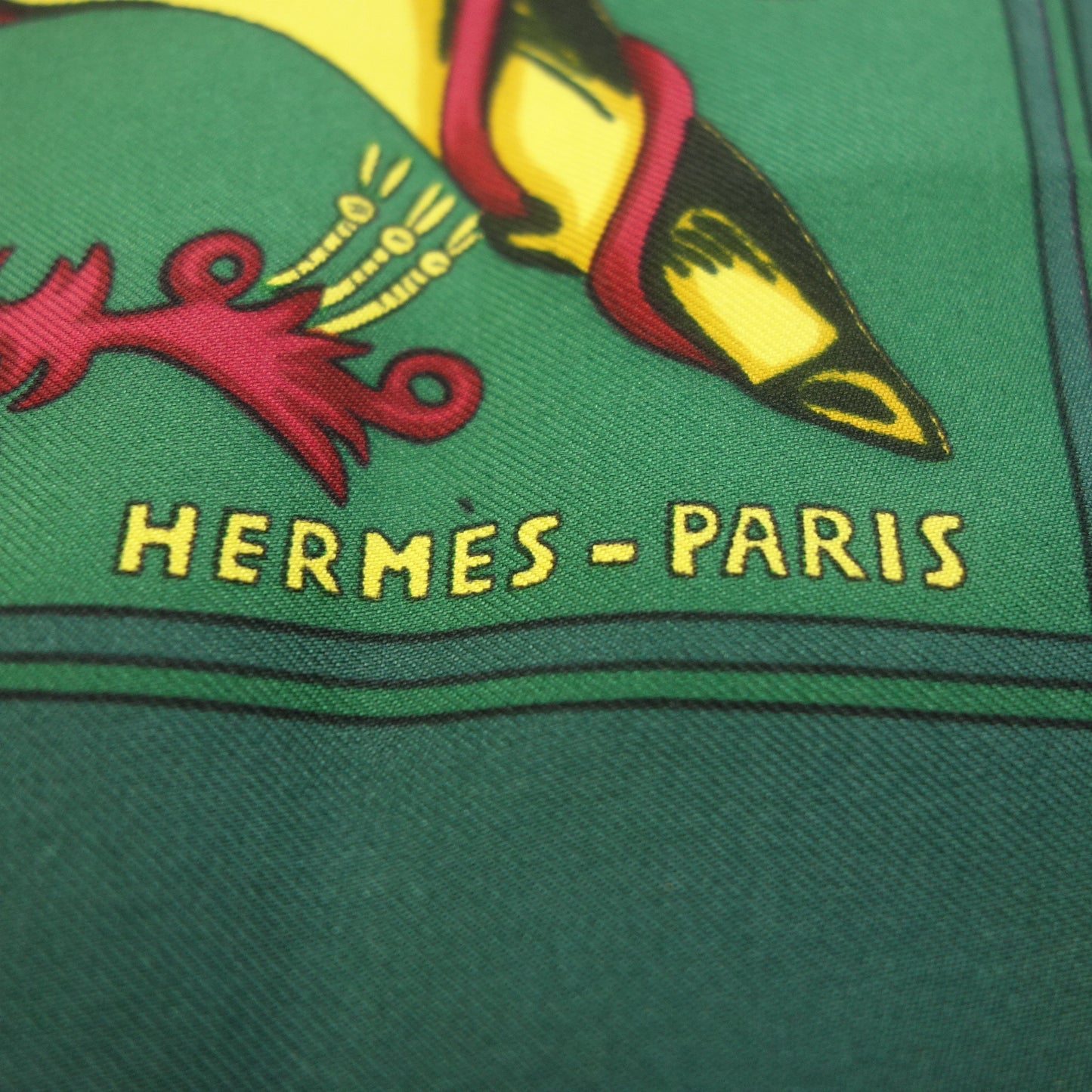 Good condition◆Hermes Carre 90 Scarf Silk LE TAROT Tarot Card Green HERMES [AFI22] 