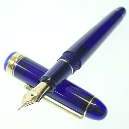 状况非常好 ◆ 铂金钢笔 #3776 585 雕刻笔尖 14K 蓝色 x 金色 PLATINUM [AFI8] 