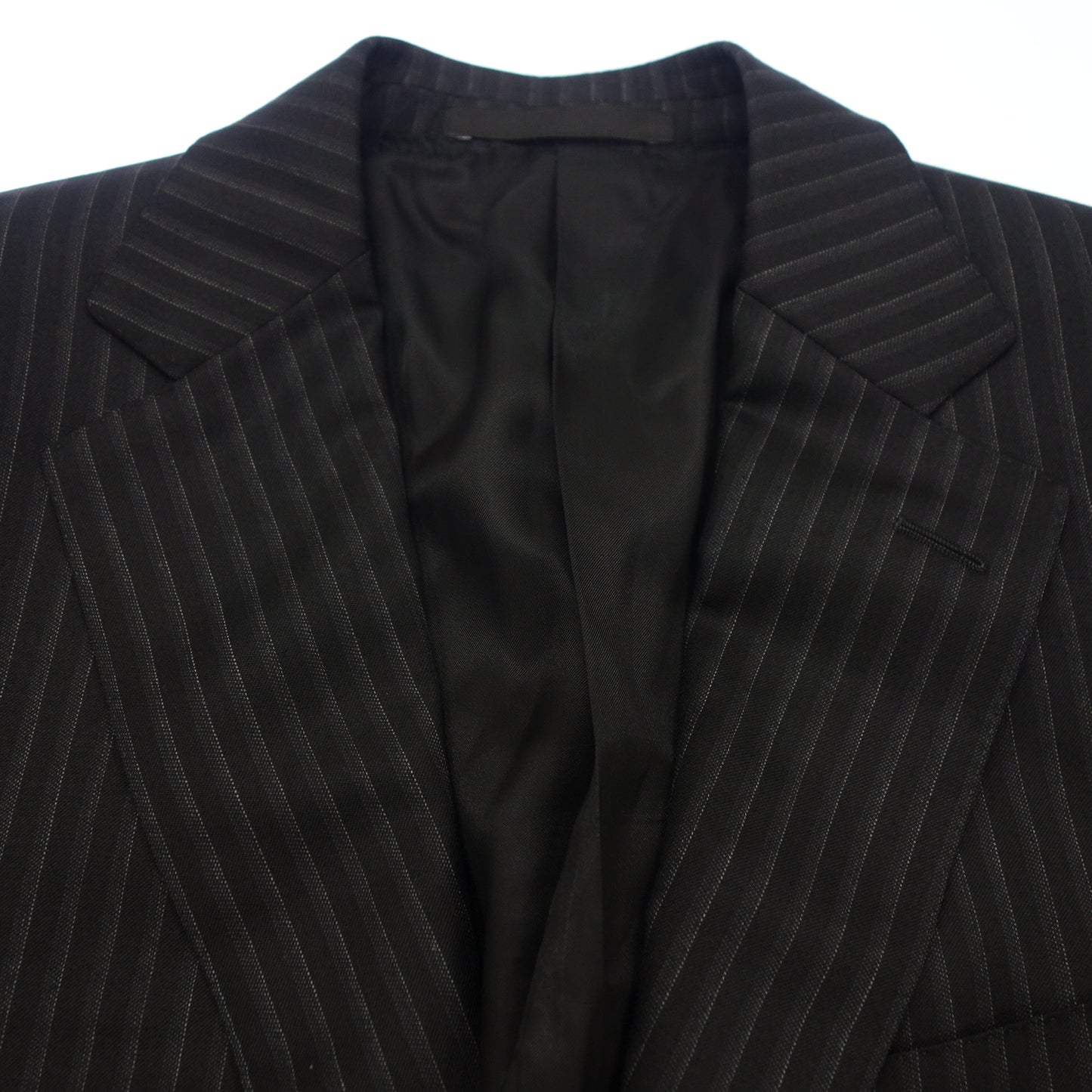 Good Condition ◆ Ermenegildo Zegna Suit Setup Tailored Single Stripe 2B Men's Black Size 44 Ermenegildo Zegna [AFB43] 