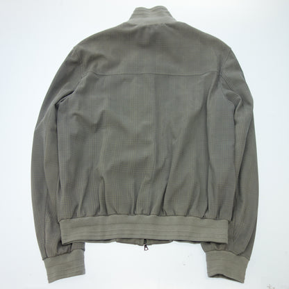 Good Condition ◆ Brioni Leather Blouson Zip Up Check Suede Size 54 Men's Gray Brioni [AFB43] 