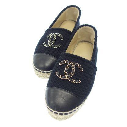 Used ◆CHANEL slip-on flat shoes 20K chain CC espadrilles ladies black size 35 G36368 CHANEL [AFC20] 